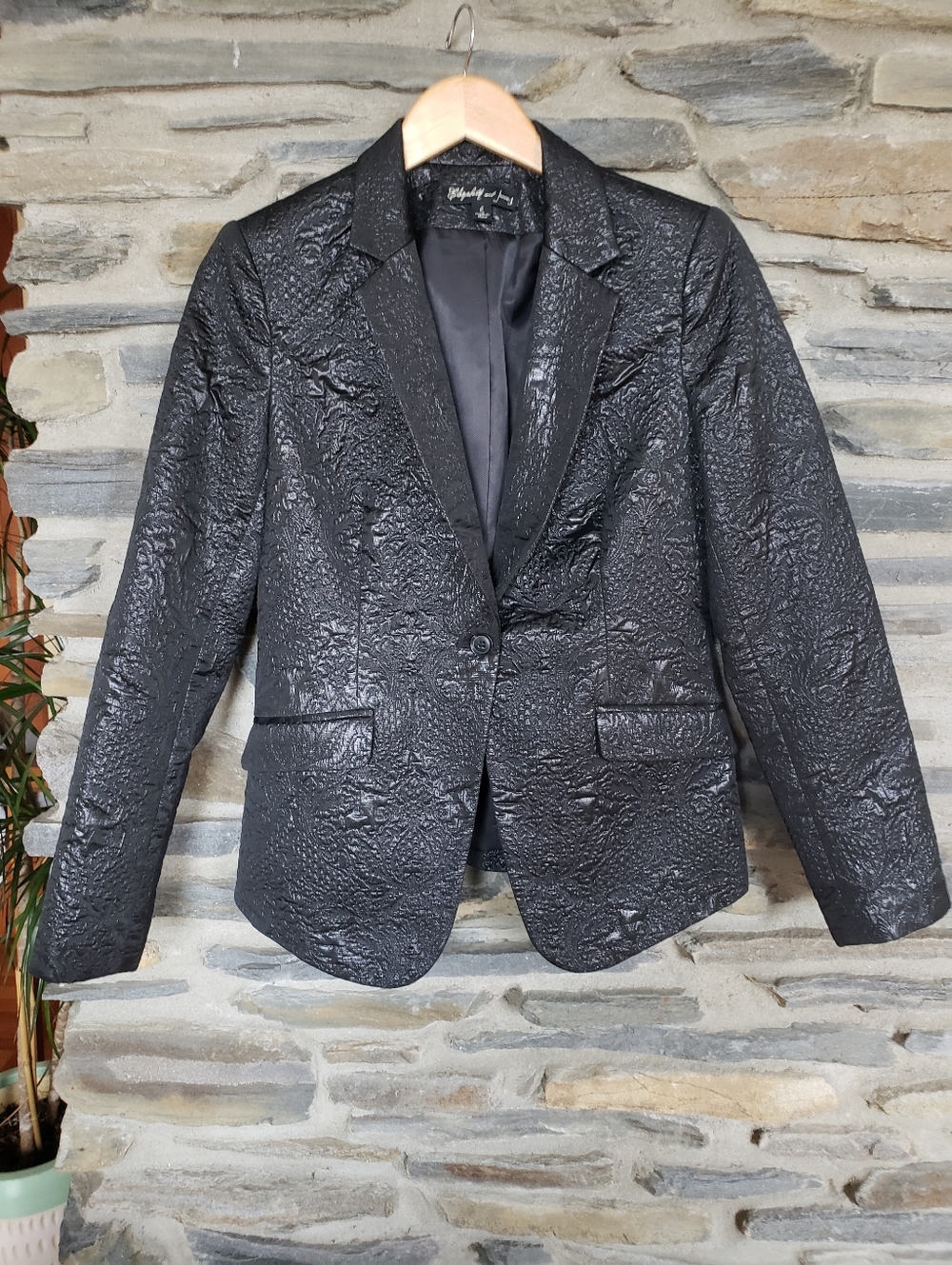 Elizabeth And James Jacquard Black Blazer 6